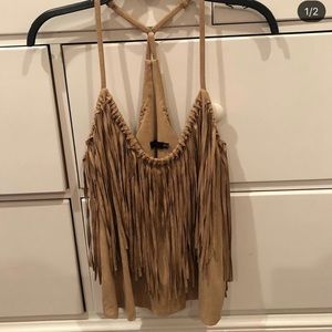 Suede Fringe Top